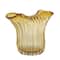 14" Orange Glass Ribbed Ombre Vase with Folded Curve Opening